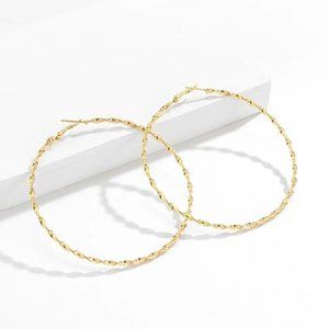 18K Yellow Gold Filled Big Large Twisted Swirl Hoop Earrings 50mm 1.96"  Gift